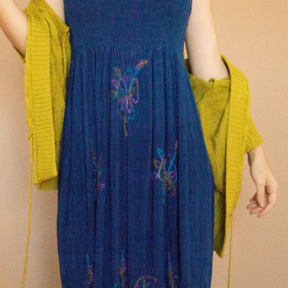 90s Rainbow Embroidered Smocked Summer Babydoll Dress - Picture 8 of 16